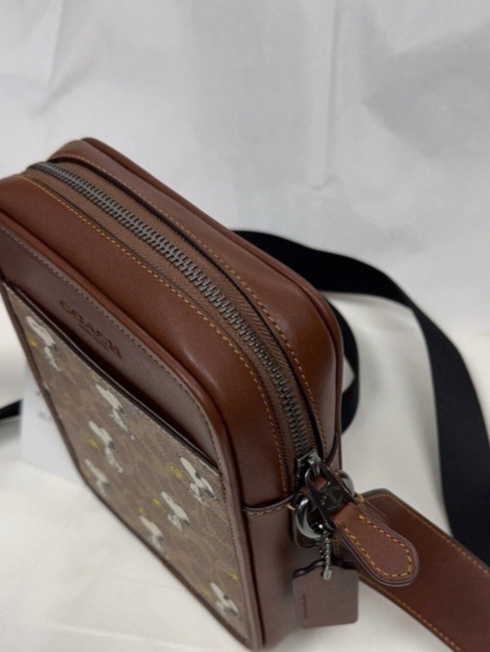 Coach Brown Signature Crossover Bag with Snoopy